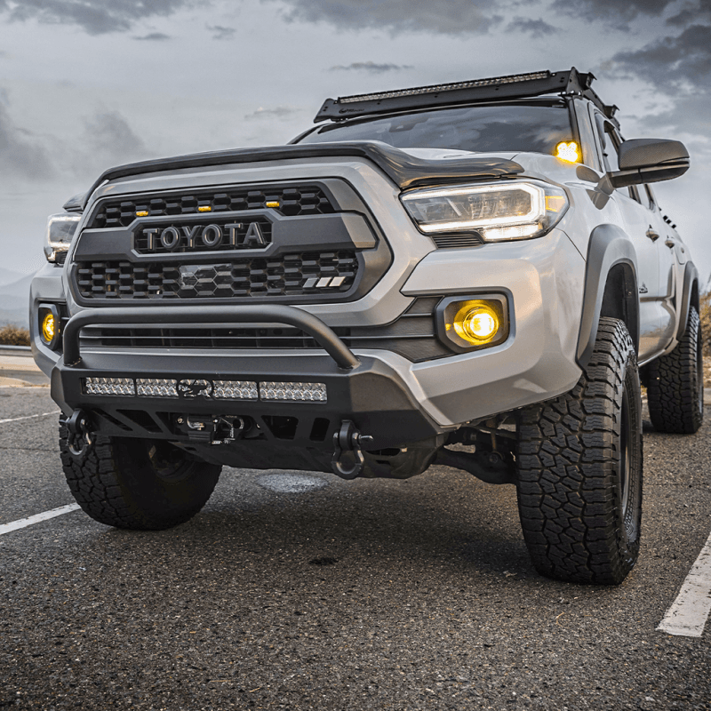 Cali Raised LED — Cali Raised 16-23 Toyota Tacoma Stealth Bumper - Bull Bar / 32In Led Bar Combo W/ Tall Switch
