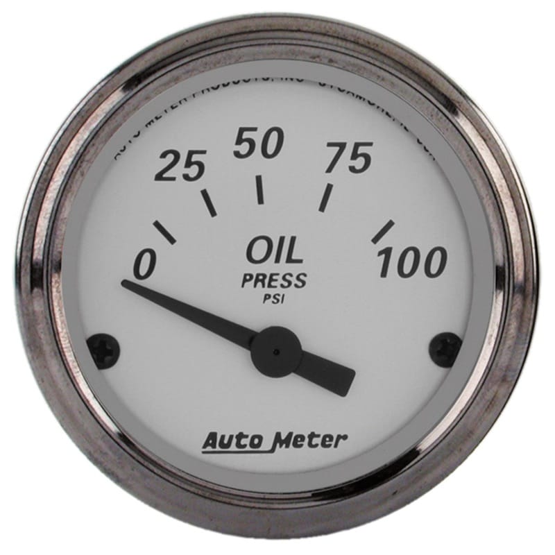 AutoMeter — AutoMeter Gauge Oil Press 2-1/16in. 100PSI Elec American Platinum
GA 2" OILP ELEC AP