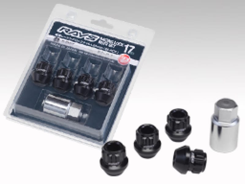 Rays — Rays 17 Hex Racing Lock Nut Set L25 Short Type 12x1.25 - Black Chromate (4 Pieces)