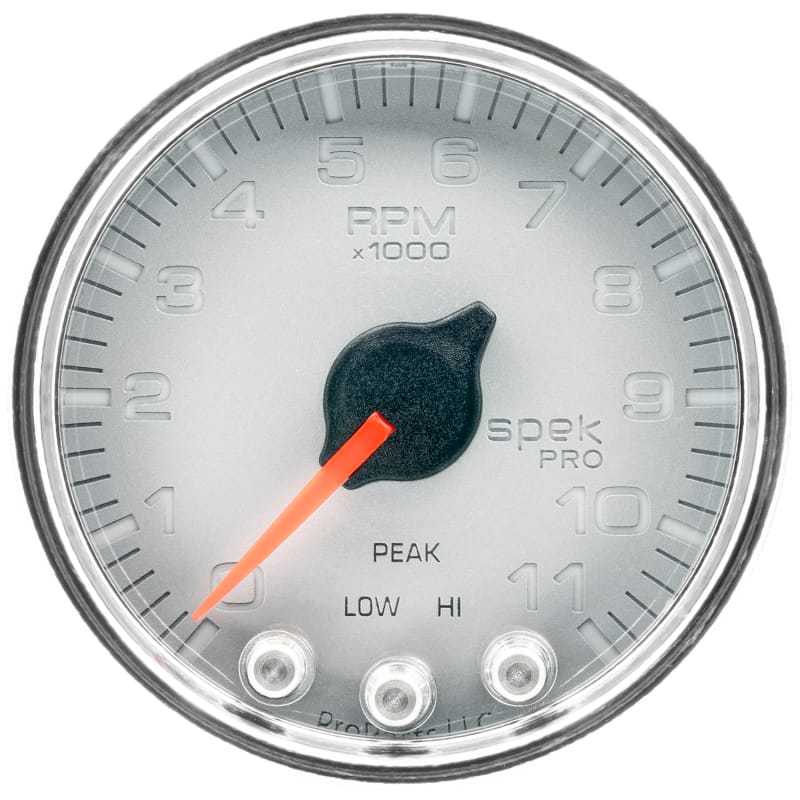 AutoMeter — Autometer Spek-Pro Gauge Tach 2 1/16in 11K Rpm W/ Shift Light & Peak Mem Slvr/Chrm
GA 2" 11KRPM SCC SPK