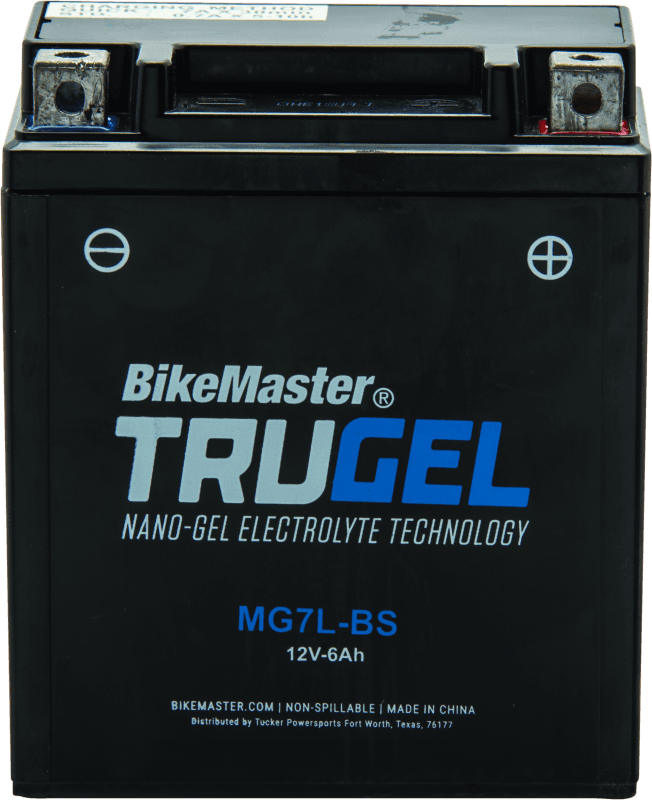 BikeMaster — MG7L-BS Battery, 114mm L x 71mm W x 130mm H, 120 CCA