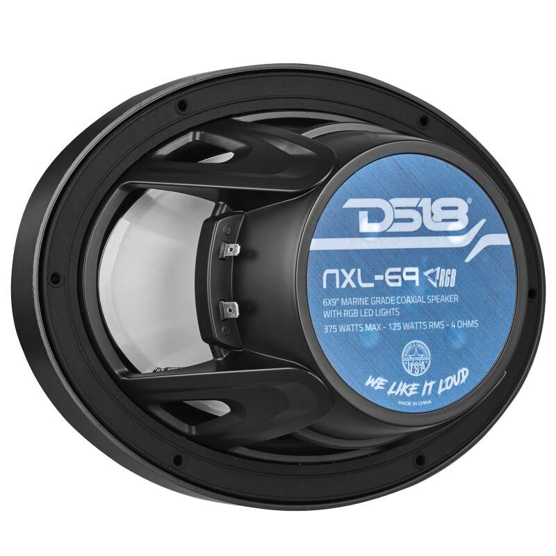 DS18 — DS18 NXL Series Coaxial Marine Speaker w RGB Lights 6x9in 2-Way 125 Watts RMS 4 ohm Black w Cover