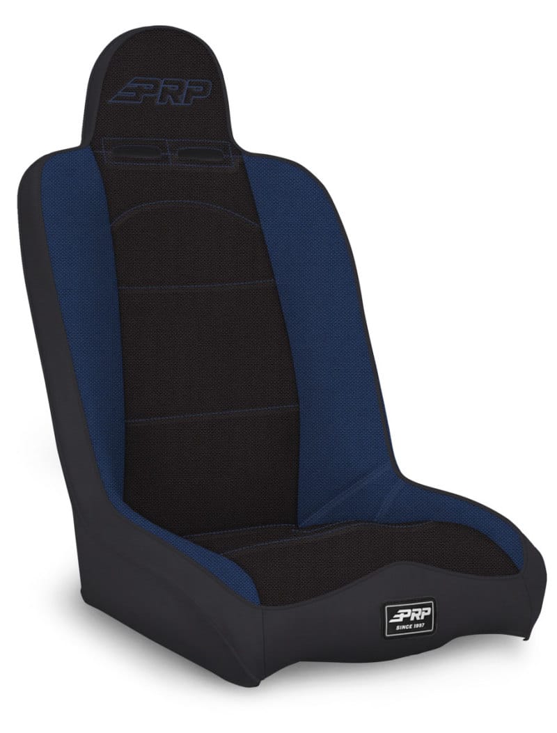 PRP Seats — PRP Daily Driver High Back Suspension Seat (Two Neck Slots) - Black / Blue