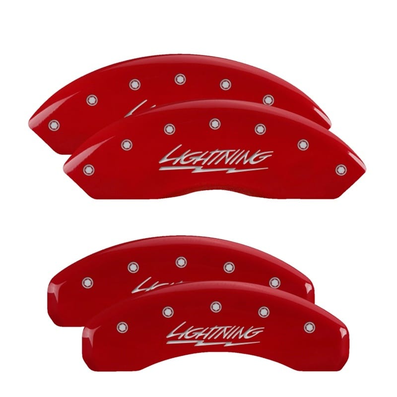 MGP — MGP 4 Caliper Covers Engraved Front & Rear Lightning Red finish silver ch
Caliper Covers