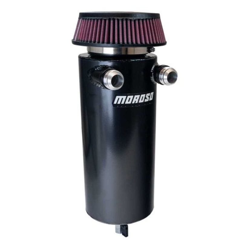 Moroso — Moroso 6in Diameter Dual -16AN Inlet Aluminum Breather Tank Catch Can - Black