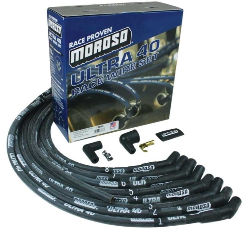 Moroso — Moroso Ford 289-302 Ignition Wire Set - Ultra 40 - Sleeved - HEI - 135 Degree - Black