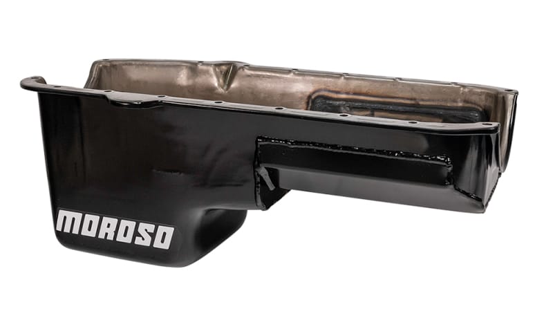 Moroso — Moroso Pre-85 Chevrolet Small Block (w/Driver Side Dipstick) Wet Sump 6qt 8.25in Steel Oil Pan - Blk