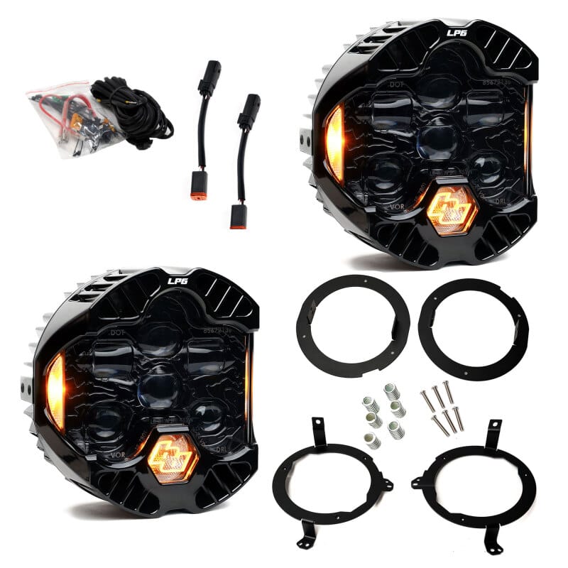 Baja Designs — Baja Designs 18-25 Jeep Wrangler JL/20-25 Gladiator JT (w/Halogen) DOT LP6 LED Headlight Kit - Amber