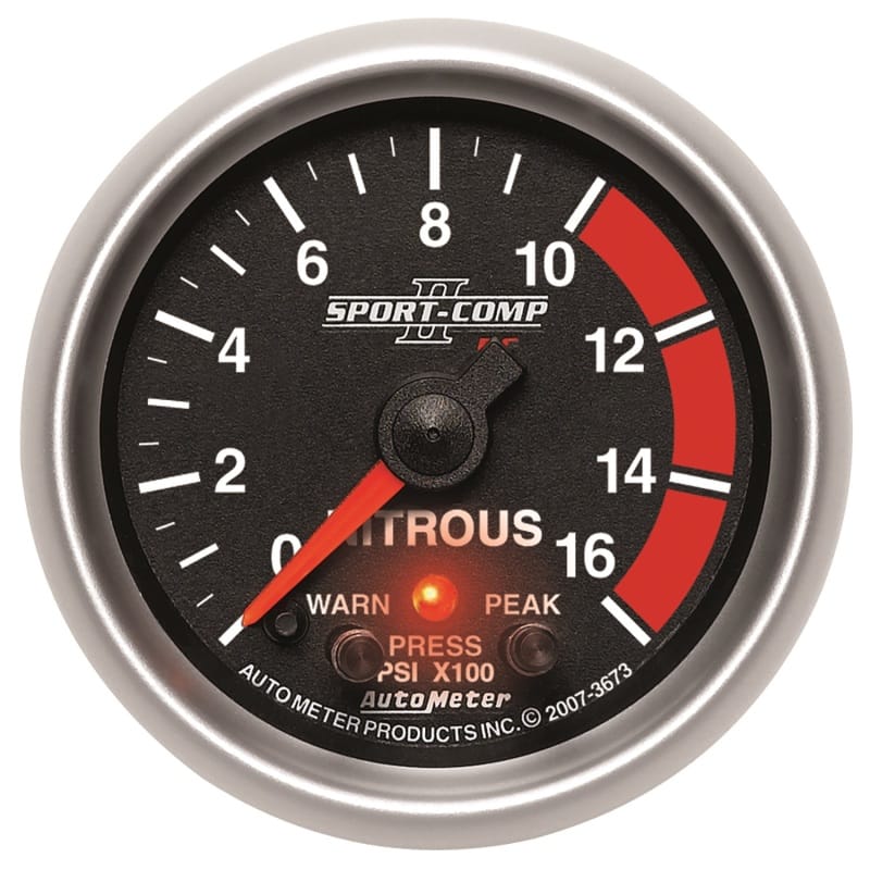 AutoMeter — Autometer Sport-Comp II Pro Control 52mm 1600 PSI Nitrous Pressure Gauge
2-1/16" NITROUS, 0-1