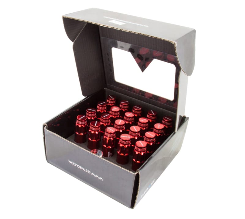 NRG — NRG 700 Series M12 X 1.25 Steel Lug Nut w/Dust Cap Cover Set 21 Pc w/Locks & Lock Socket - Red