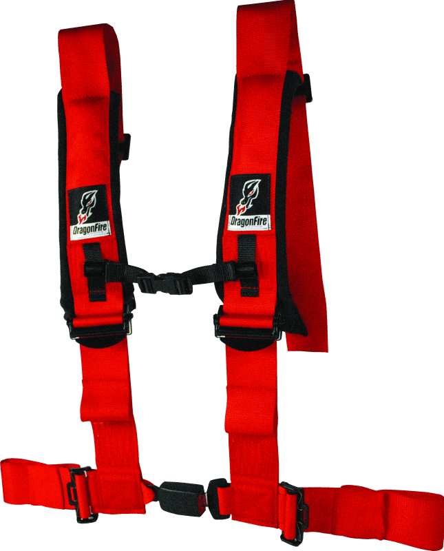 DragonFire Racing — Harness Restraint, H-Style, 4-Point, EZ-Adjust, 3 in. Buckle, Red