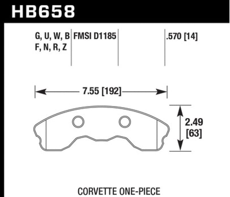 Hawk Performance — Hawk 2010-2013 Chevy Corvette Grand Sport (One-Piece Pads) ER-1 Motorsports Front Brake Pads
Disc Brake Pad