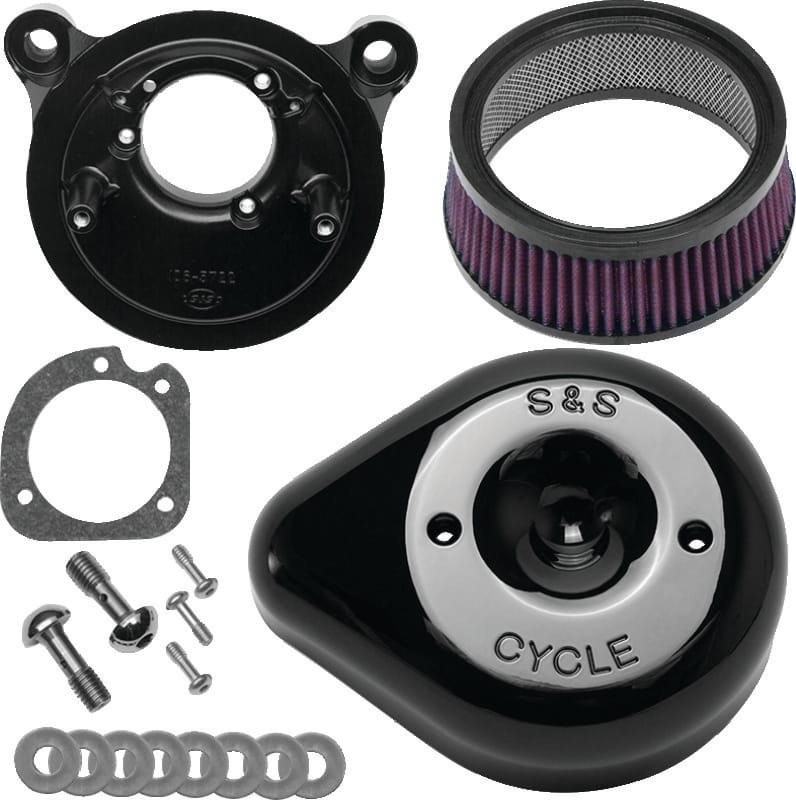 S&S Cycle — S&S Cycle 08-17 Touring/16-17 Softails Models Stealth Air Cleaner Kit w/ Black Teardrop Cover