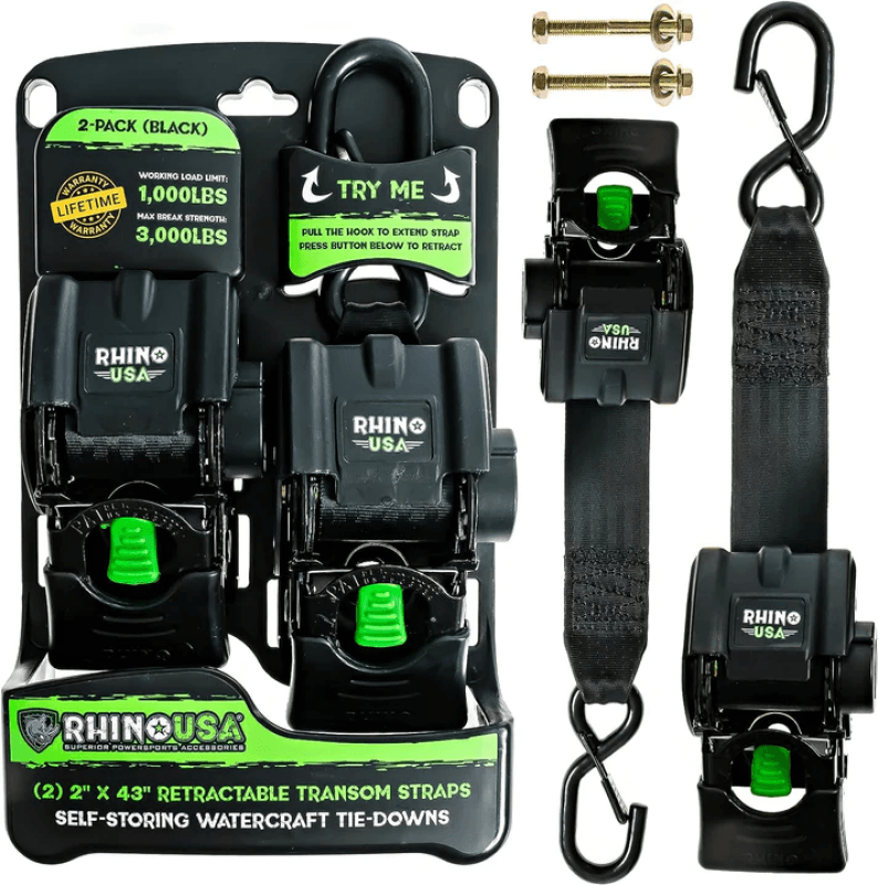 Rhino USA — Rhino USA Retractable Transom Straps (2 Pack-Black)
Tie Strap