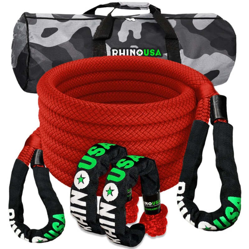 Rhino USA — Rhino USA 7/8In X 30Ft Kinetic Rope Recovery Kit W/Soft Shackles (Red)
Rope
