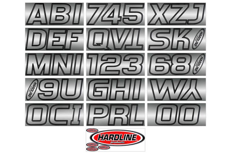 Hardline — Hardline Boat Lettering Registration Kit 3 in. - 700 Chrome/Black