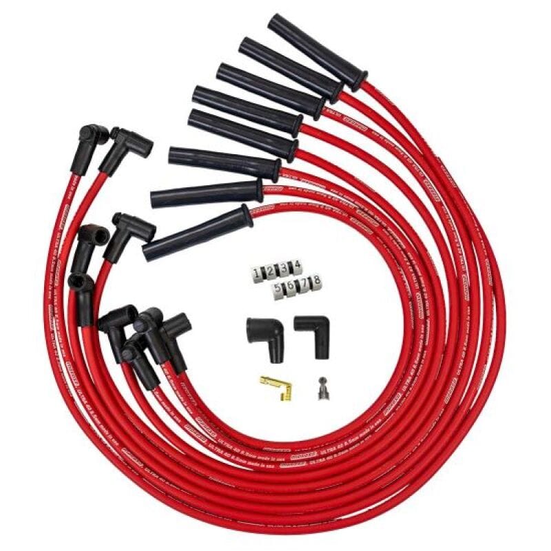 Moroso — Moroso GM BBC 366-454 HEI-Style w/o Coil In Cap Ultra 40 8.5mm Multi-Angle Spark Plug Wire Set - Red