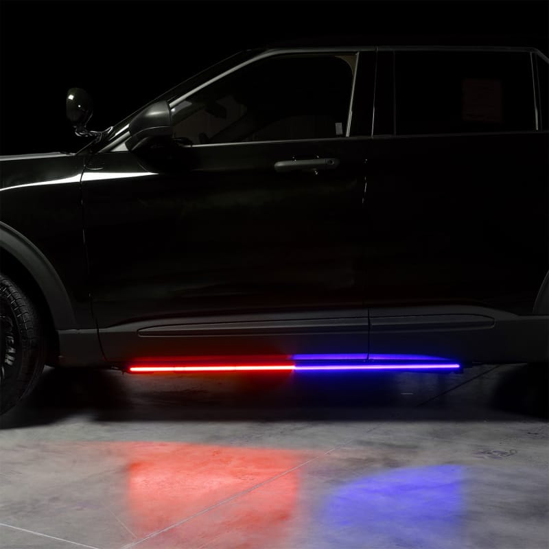 Putco — Putco 11-19 Ford Explorer Interceptor Blade Rocker Kits Sideliners - Red/Blue w/ White Override