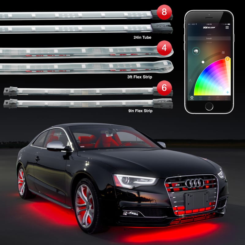 XKGLOW — XK Glow Strip Million Color XKCHROME App Undercar Kit (8x24In Tube + 6x10In Strip + 4x36In)
