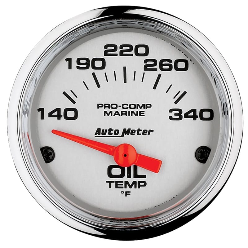 AutoMeter — Autometer Marine Chrome Ultra-Lite 2-1/16in Electric Oil Temperature Gauge 140-300 Deg F
GA 2" OT 300F E MC