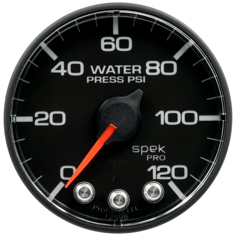 AutoMeter — Autometer Spek-Pro Gauge Water Press 2 1/16in 120psi Stepper Motor W/ Peak & Warn
GA 2" WP 120 BFB SPK