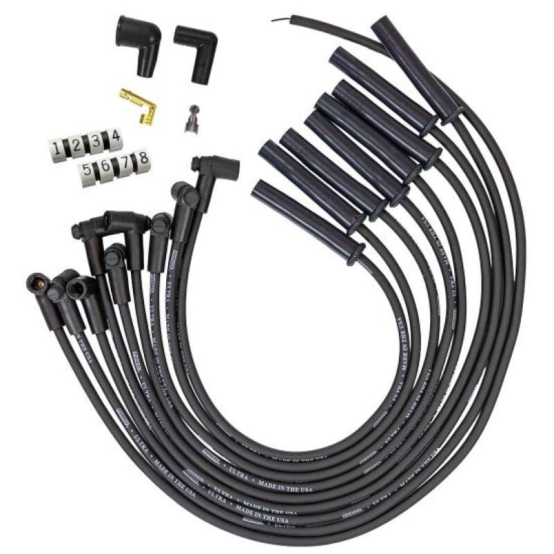 Moroso — Moroso Ford 351C HEI-Style Cap Ultra 350 8mm Multi-Angle Boot Ignition Spark Plug Wire Set - Black