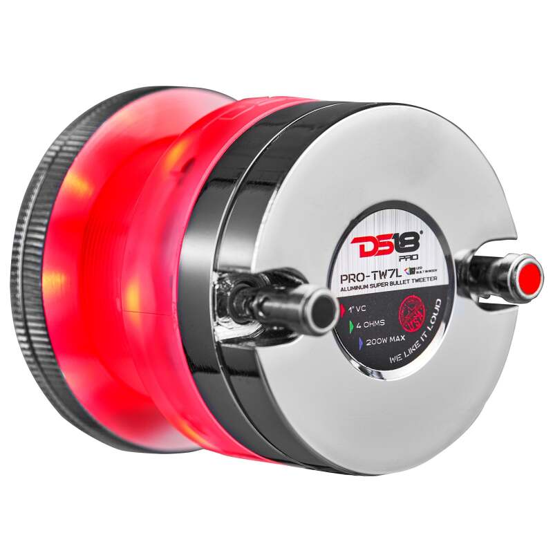 DS18 — DS18 2.3in Super Bullet Tweeter 100 Watts RMS 1in Titanium Vc 4 ohm RGB LED Lights
