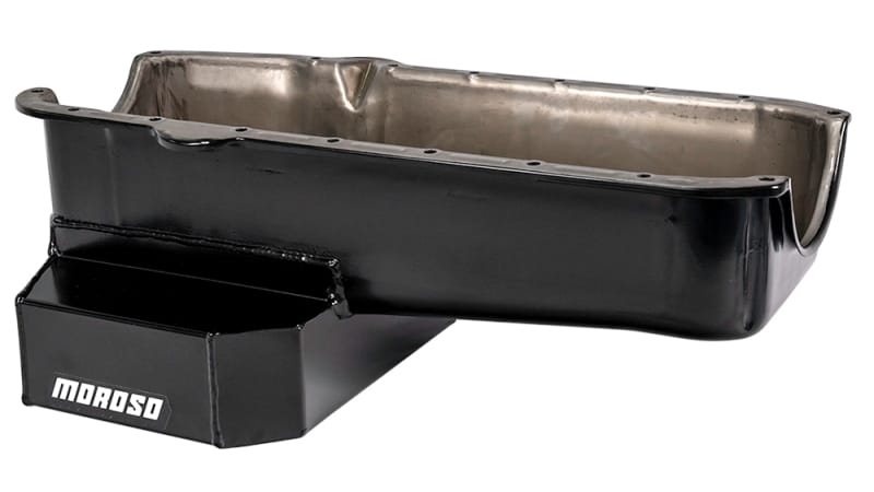 Moroso — Moroso Pre-80 Chevrolet SBC (w/Driver Side Dipstick) Wet Sump 7qt 7.5in Steel Oil Pan - Black