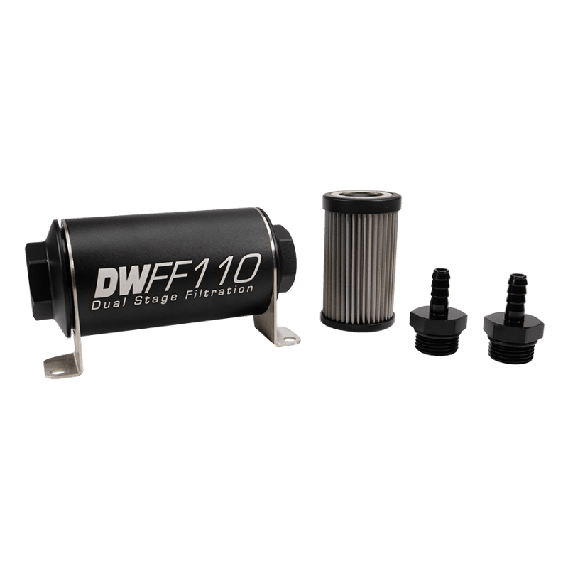 DeatschWerks — DeatschWerks Stainless Steel 5/16in 5 Micron Universal Inline Fuel Filter Housing Kit (110mm)
Filtration