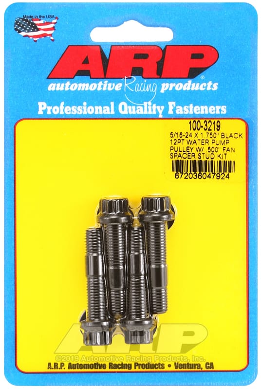 ARP — ARP 5/16-24 X 1.750 black 12pt water pump pulley w/ .500in fan spacer stud kit