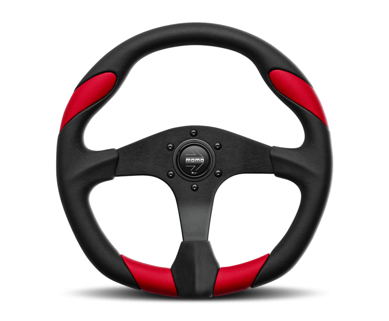MOMO — Momo Quark Steering Wheel 350 mm - Black Poly/Black Spokes/Red Inserts
