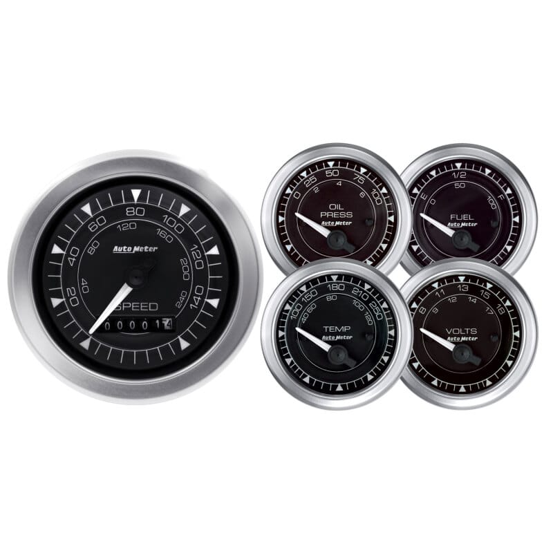 AutoMeter — Autometer Chrono 3-3/8in & 2-1/16in Electronic Speedometer Gauge Kit - 5 Piece
