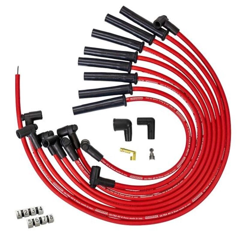 Moroso — Moroso Ford 289/302/351W HEI-Style Ultra40 8.5mm Multi-Angle Boot Ignition Spark Plug Wire Set - Red