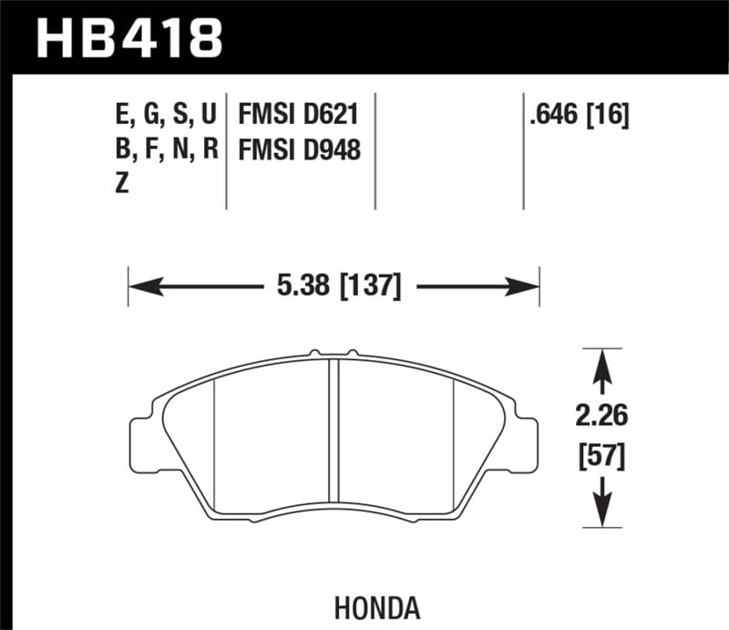 Hawk Performance — Hawk 13-14 Acura ILX 1.5L Hybrid Incl.Shims Pad Springs Front ER-1 Brake Pads
Disc Brake Pad