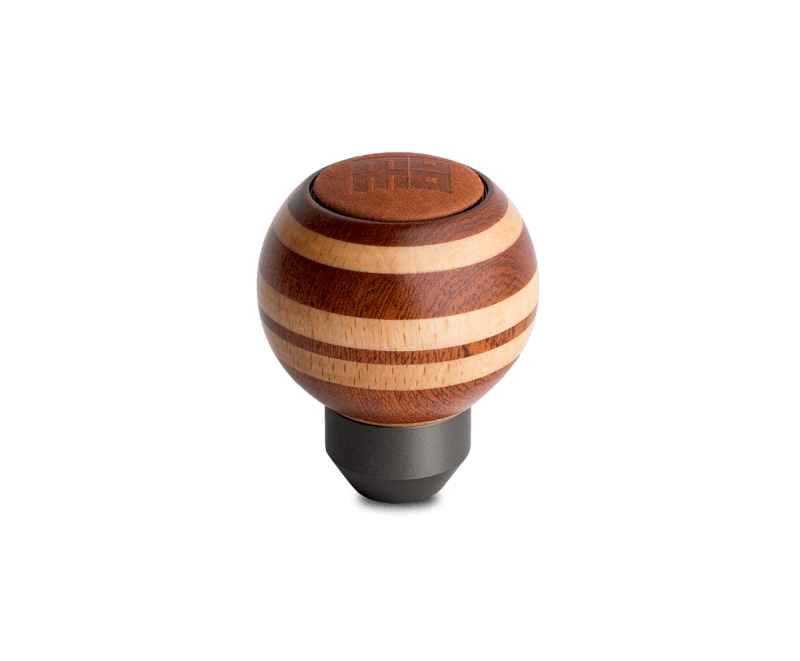 MOMO — Momo Targa Heritage Shift Knob - Round Wood, Layered Mahogany and Beechwood, Leather Insert Top