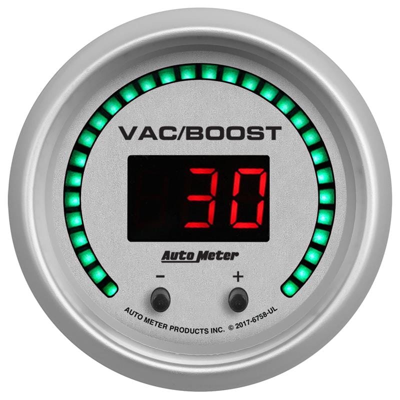 AutoMeter — GAUGE, VAC/BOOST, 2 1/16", TWO CHANNEL, SELECTABLE, ULTRA-LITE ELITE DIGITAL