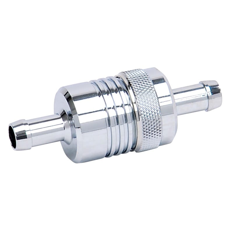 Russell — Russell Performance Chrome Street Fuel Filter (3in Length 1-1/8in diameter 3/8in inlet/outlet)