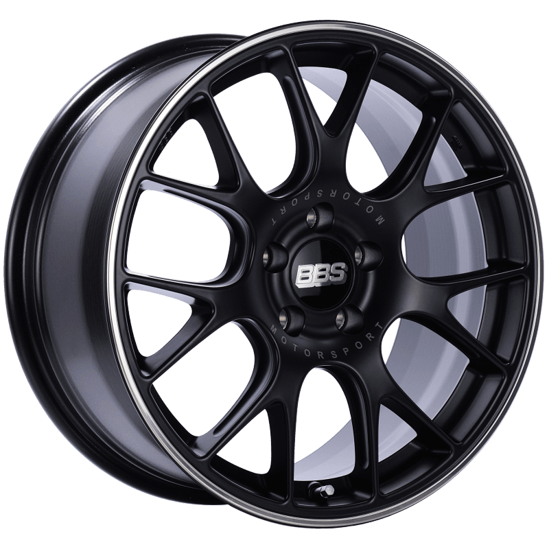 BBS — BBS CH-R 18x8.5 5x112 ET38 Satin Black Polished Rim Protector Wheel -82mm PFS/Clip Required