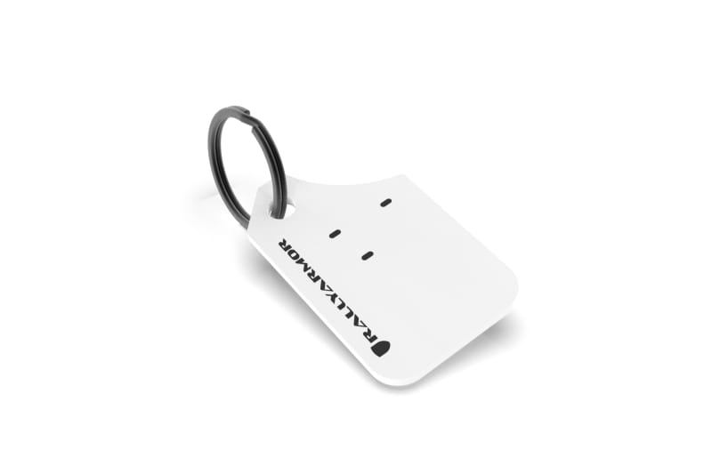 Rally Armor — Rally Armor Mini UR Mud Flap Keychain - White w/ Black Logo