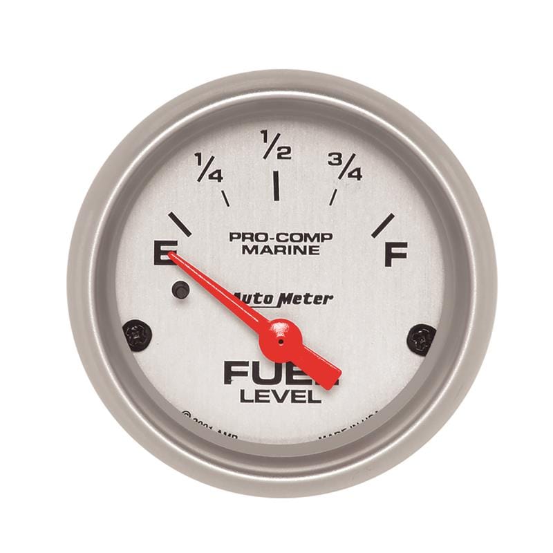 AutoMeter — GAUGE, FUEL LEVEL, 2 1/16", 240OE TO 33OF, ELEC, MARINE SILVER
