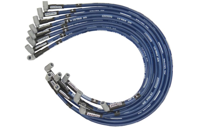 Moroso — Moroso Chevrolet Big Block Ignition Wire Set - Ultra 40 - Sleeved - HEI - 90 Degree - Blue