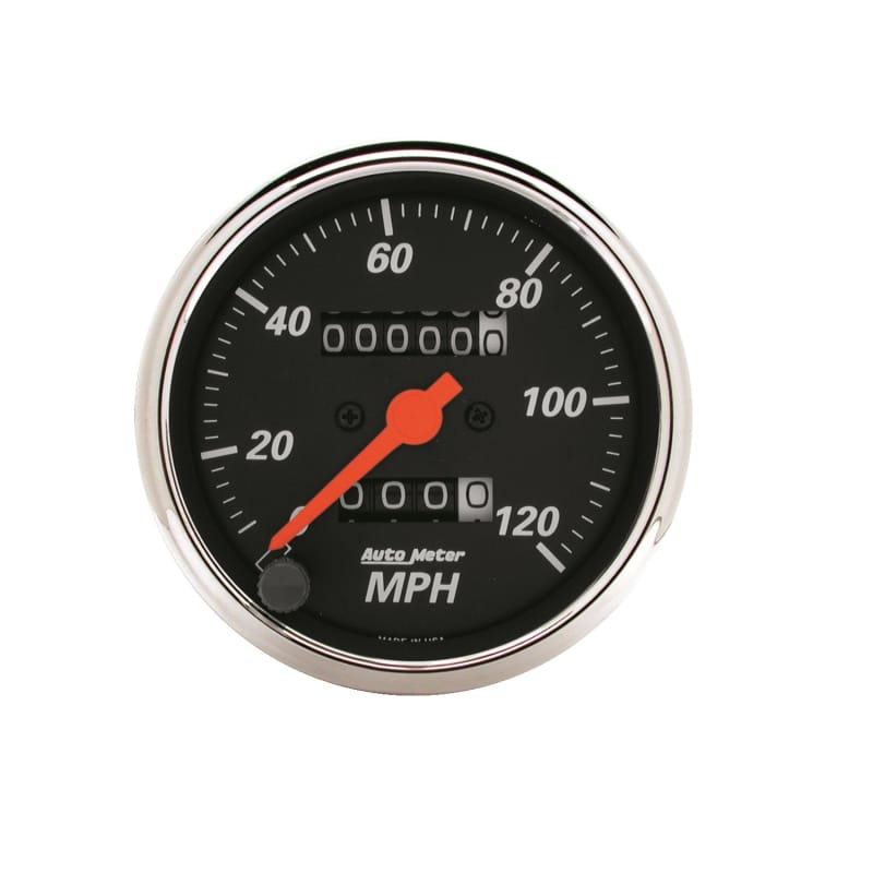 AutoMeter — AutoMeter Gauge Speedometer 3-1/8in. 120MPH Mechanical Designer Black
3-1/8" SPD MECH DB