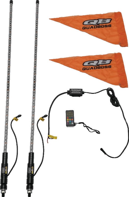QuadBoss — Lighted Whip, 4 ft., Remote Controlled, Dual, Clear
