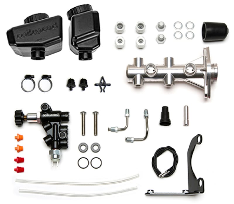Wilwood — Wilwood Remote Tandem M/C Kit w/Bracket and Valve - 1in Bore Burnished