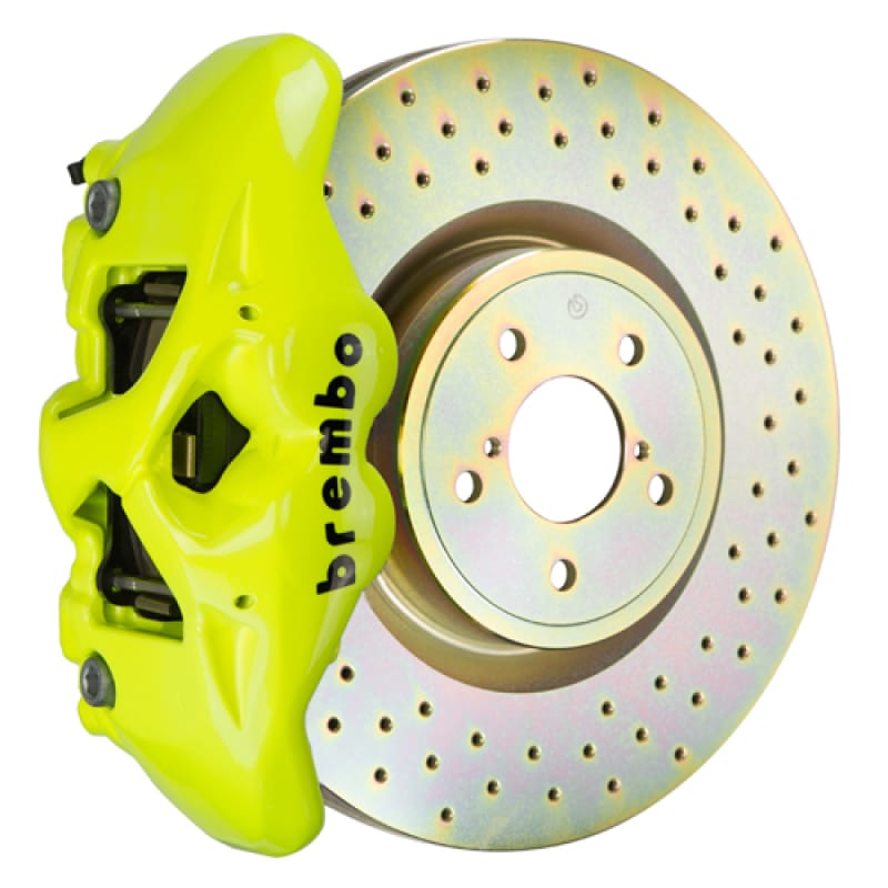 Brembo — Brembo 12-16 FR-S Front GT BBK 4 Piston Cast 326 x30 1pc Rotor Drilled- Fluo. Yellow