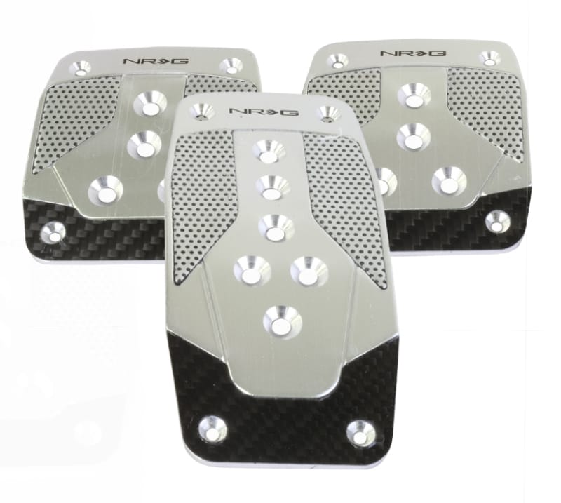 NRG — NRG Aluminum Sport Pedal M/T - Silver w/Black Carbon