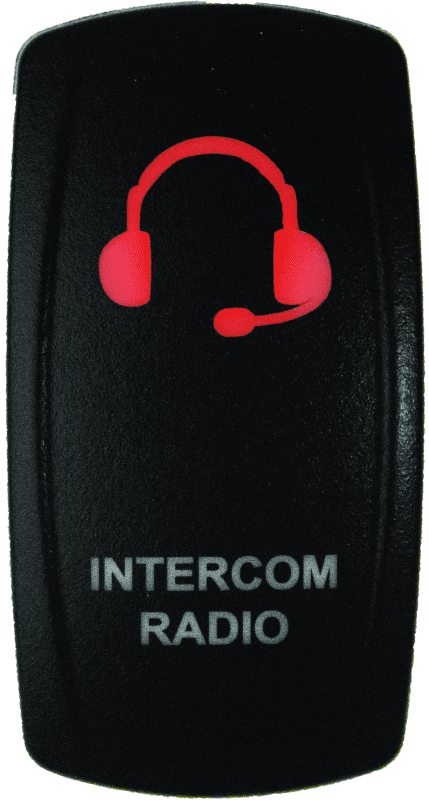 DragonFire Racing — Dual LED Switch, Laser-Etched, Intercom Radio On/Off, Red
