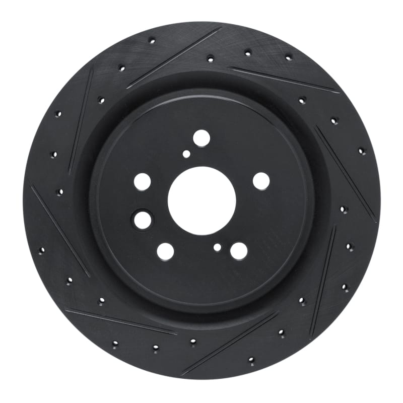 R1 Concepts — R1 2020-2025 Lexus RX350 Rear Left Drilled & Slotted Black Brake Rotor