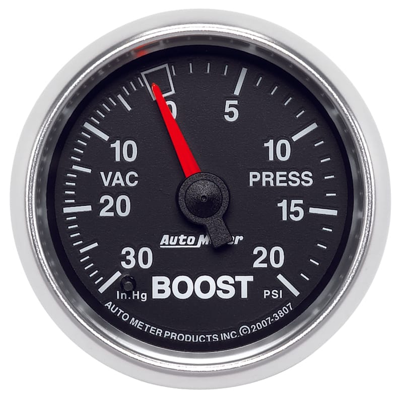AutoMeter — Autometer GS 52mm 30 in Hg/20 psi Mechanical Vacuum/Boost Gauge
2-1/16" BOOST-VAC, 3