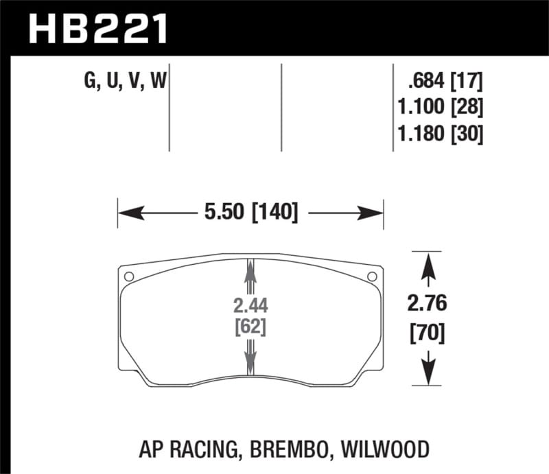 Hawk Performance — Hawk AP Racing/Wilwood DTC-70 Race Brake Pads
Disc Brake Pad